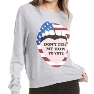 Wildfox Don't Tell Me How To Vote Baggy Beach Jumper in Heather Gray NWT